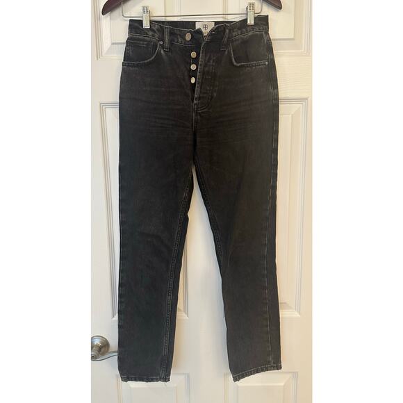ANINE BING  Button Fly Straight Leg Jean Charcoal Gray Sz 24 - Picture 1 of 10
